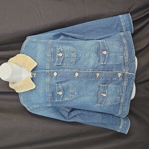 SONOMA WOMENS DENIM JACKET SIZE 1X SHERPA COLLAR